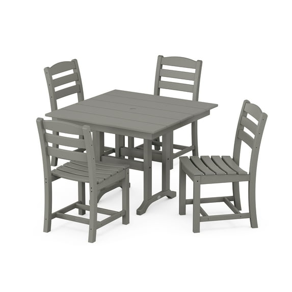 POLYWOOD La Casa Cafe Side Chair 5-Piece Farmhouse Dining Set in Slate Grey