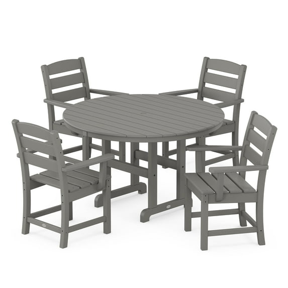 POLYWOOD Lakeside 5-Piece Adult Transitional Outdoor Plastic Dining Set, Slate Grey