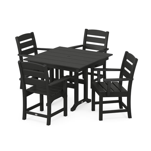 POLYWOOD Lakeside 5-Piece Farmhouse Dining Set in Black