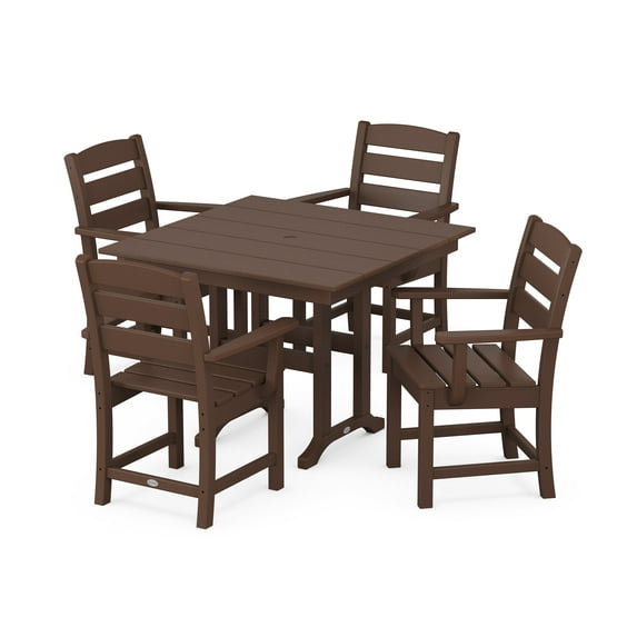 POLYWOOD Lakeside 5-Piece Farmhouse Dining Set in Mahogany