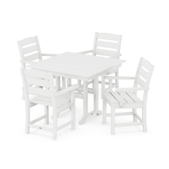 POLYWOOD Lakeside 5-Piece Farmhouse Dining Set in White