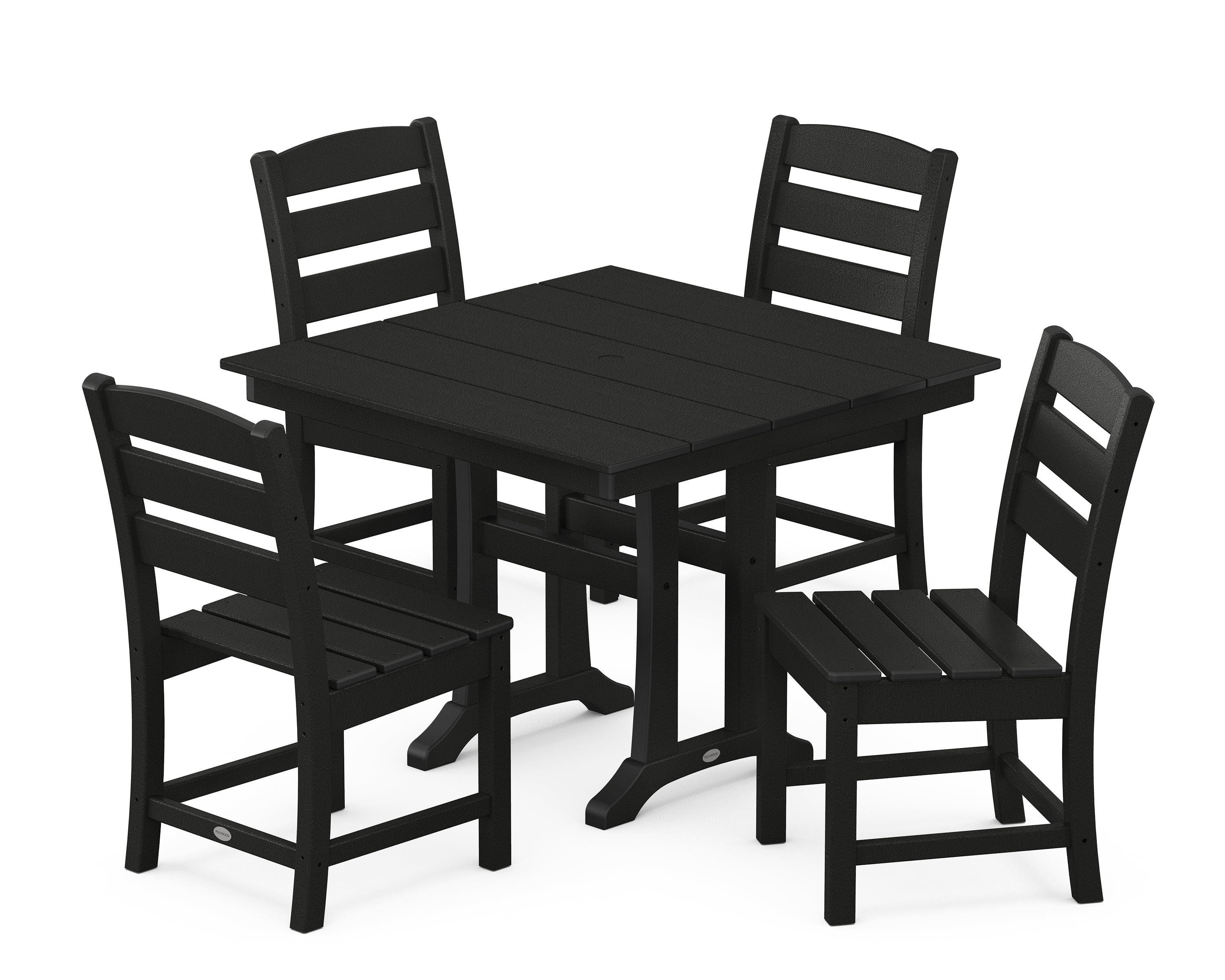 Black 5-Piece Farmhouse Trestle Outdoor Dining Set