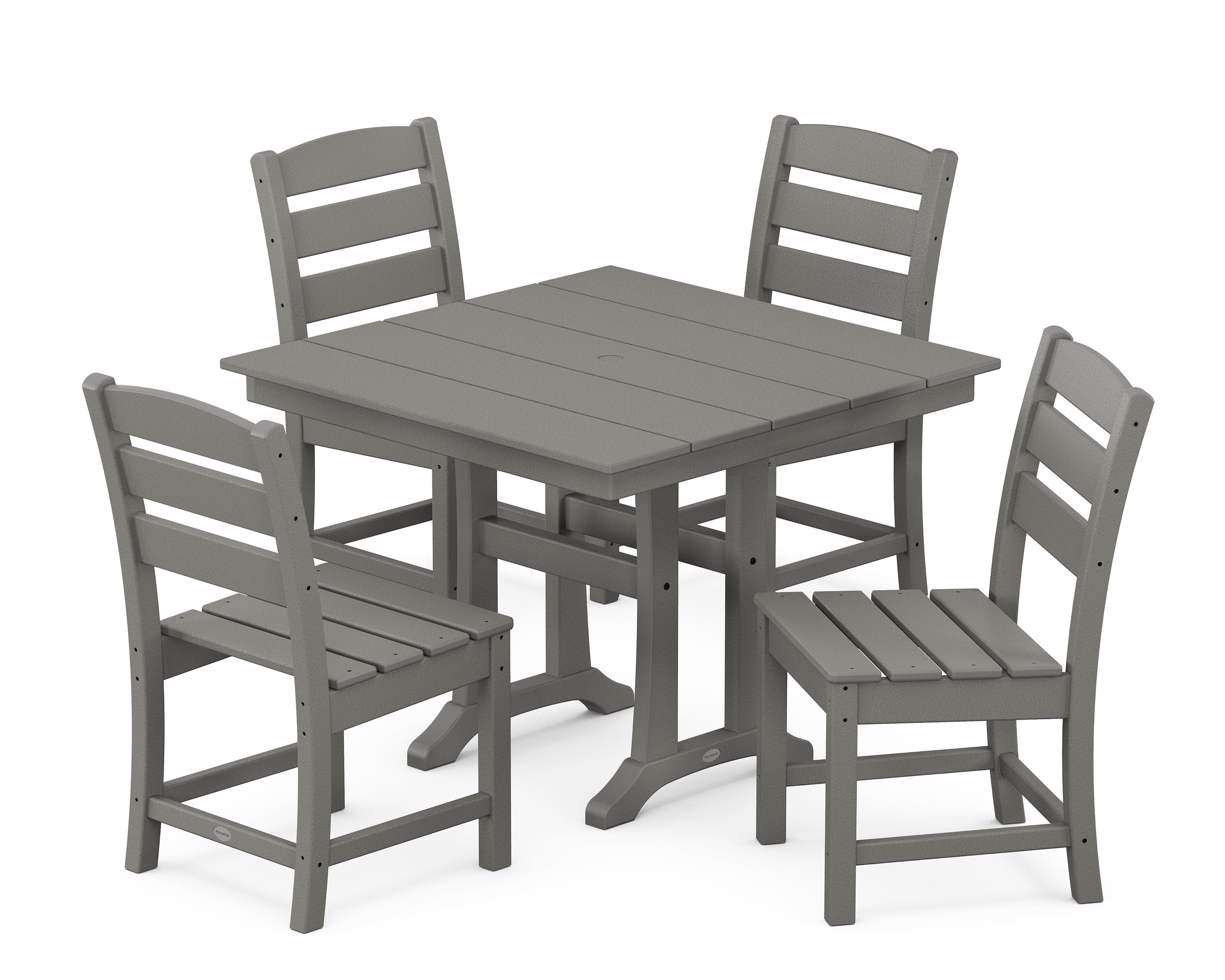 Slate Gray 4-Person Farmhouse Trestle Dining Set with Side Chairs