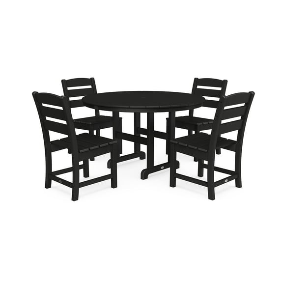 POLYWOOD Lakeside 5 Piece Transitional Outdoor Dining Table Set, Black