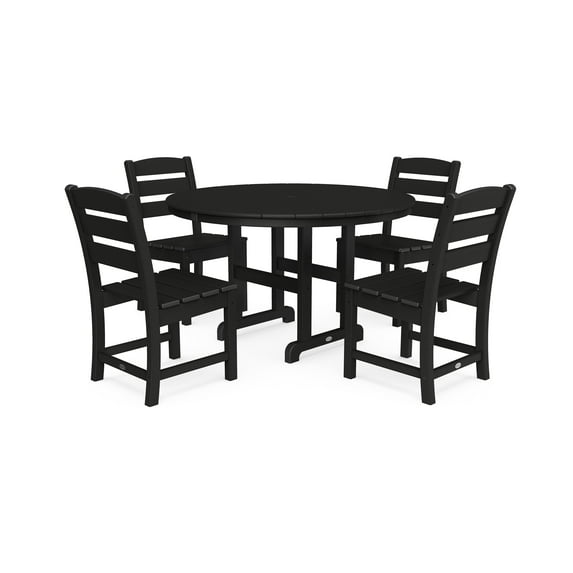 POLYWOOD Lakeside 5 Piece Transitional Outdoor Dining Table Set, Black