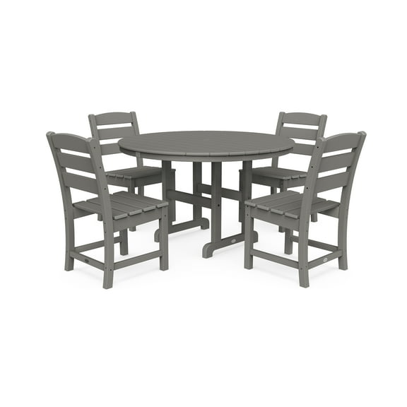 POLYWOOD Lakeside 5-Piece Round Side Chair Dining Set in Slate Grey