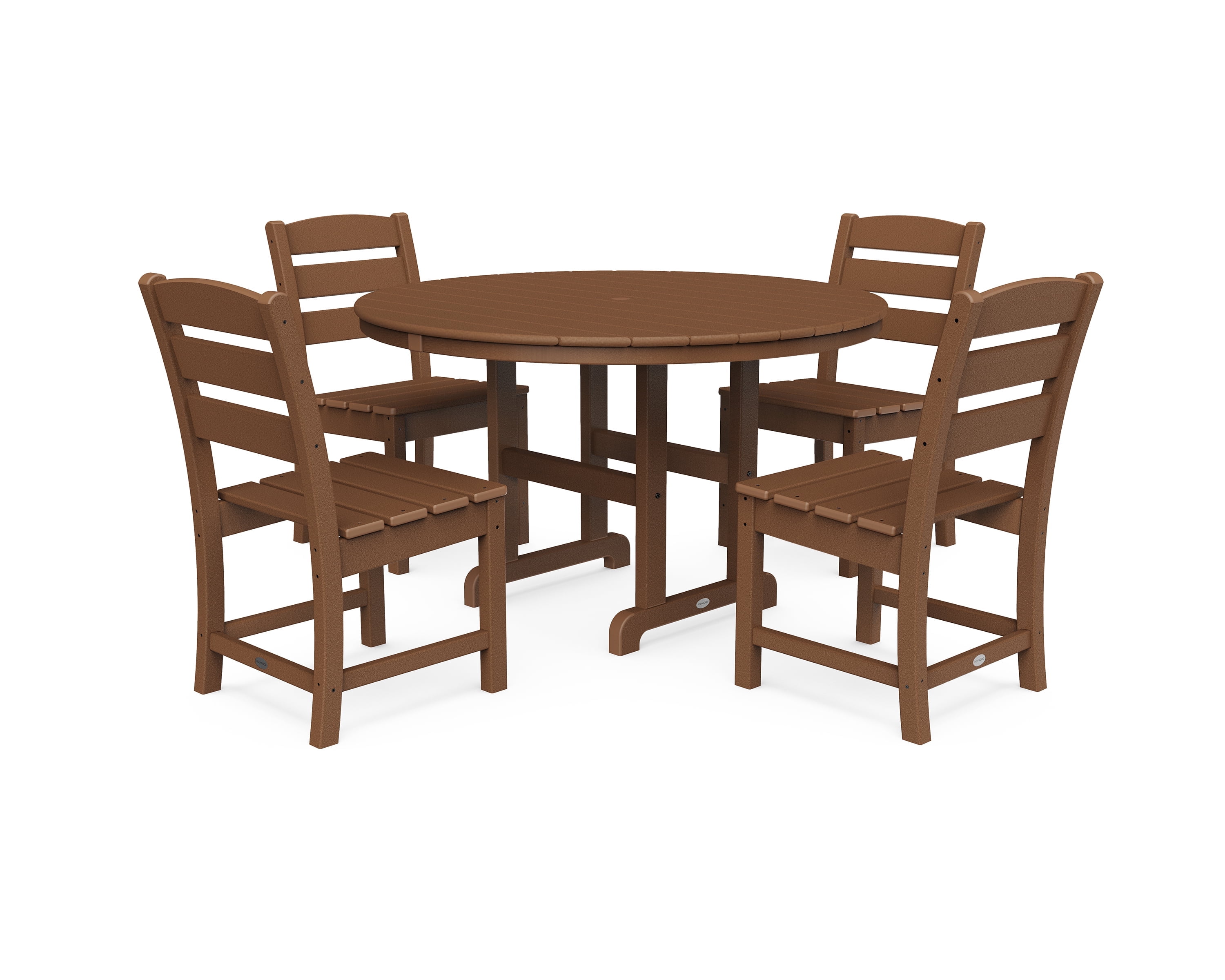 Teak Brown 5-Piece Round Patio Dining Set with Side Chairs