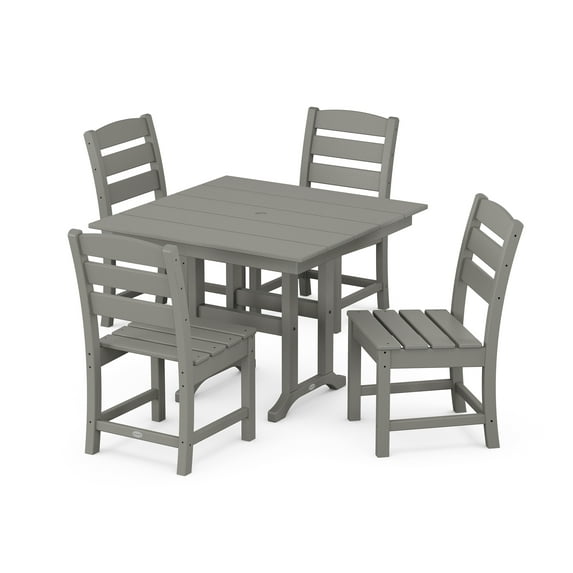 POLYWOOD Lakeside 5-Pieces Farmhouse All-Weather Dining Furniture Sets Slate Grey