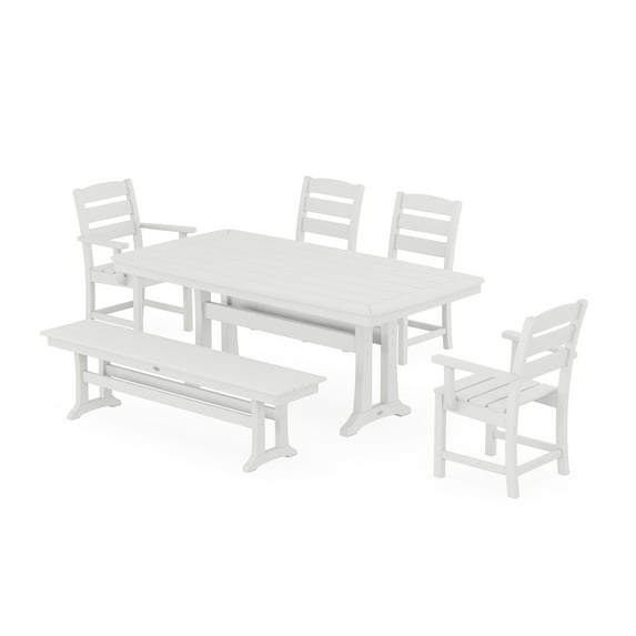 POLYWOOD Lakeside 6-Piece Dining Set with Trestle Legs in White