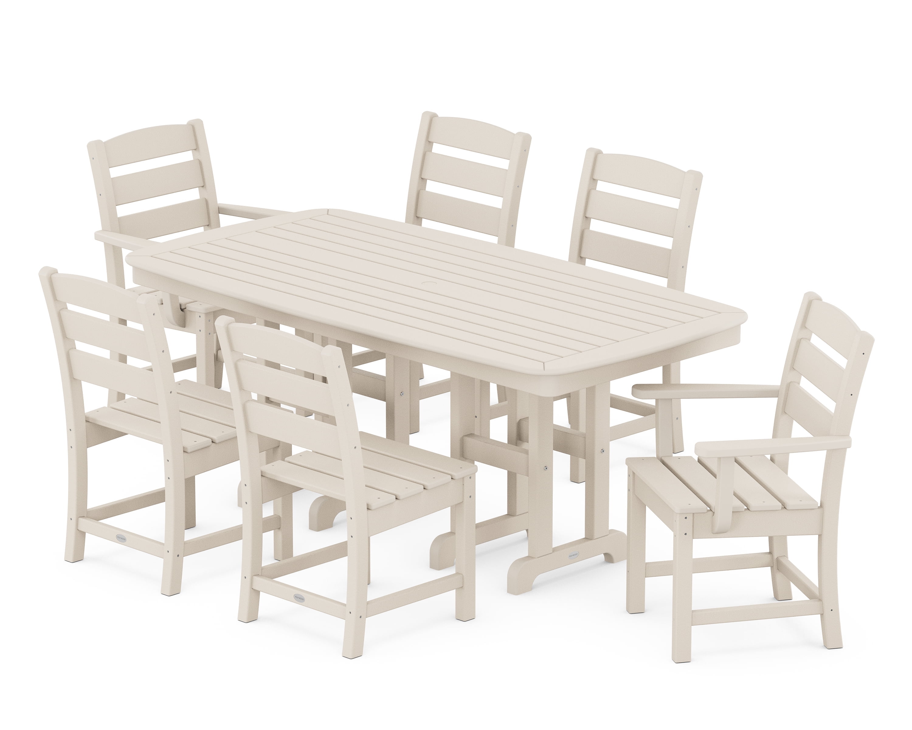 Beige Polywood 6-Person Outdoor Dining Set