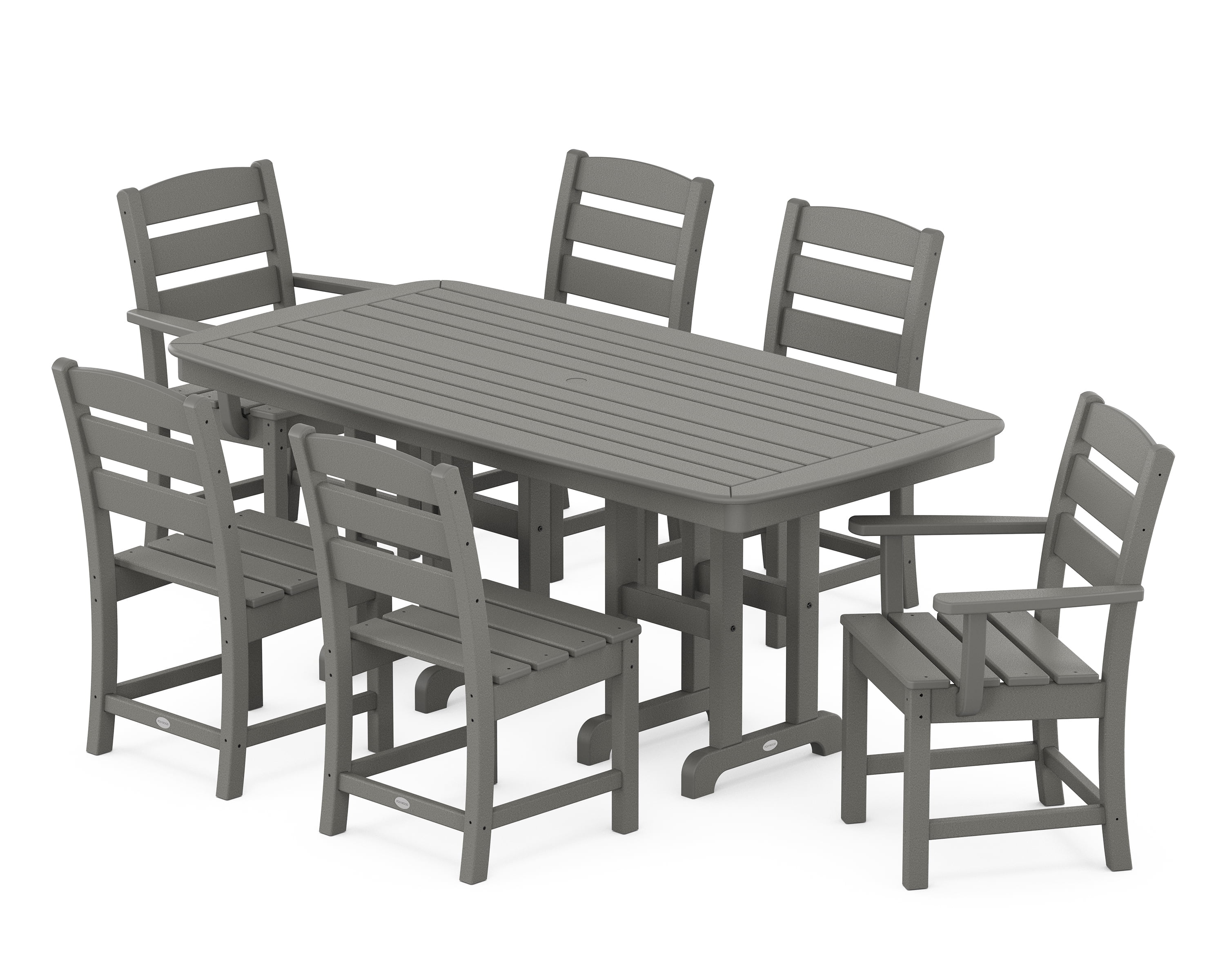 Slate Gray 6-Person Outdoor Dining Set with Arm and Side Chairs