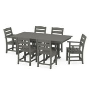 POLYWOOD Lakeside 7-Piece Farmhouse Dining Set in Slate Grey