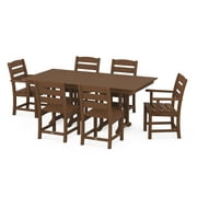 POLYWOOD Lakeside 7-Piece Farmhouse Dining Set in Teak