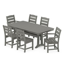 POLYWOOD Lakeside 7-Piece Nautical Trestle Dining Set in Slate Grey