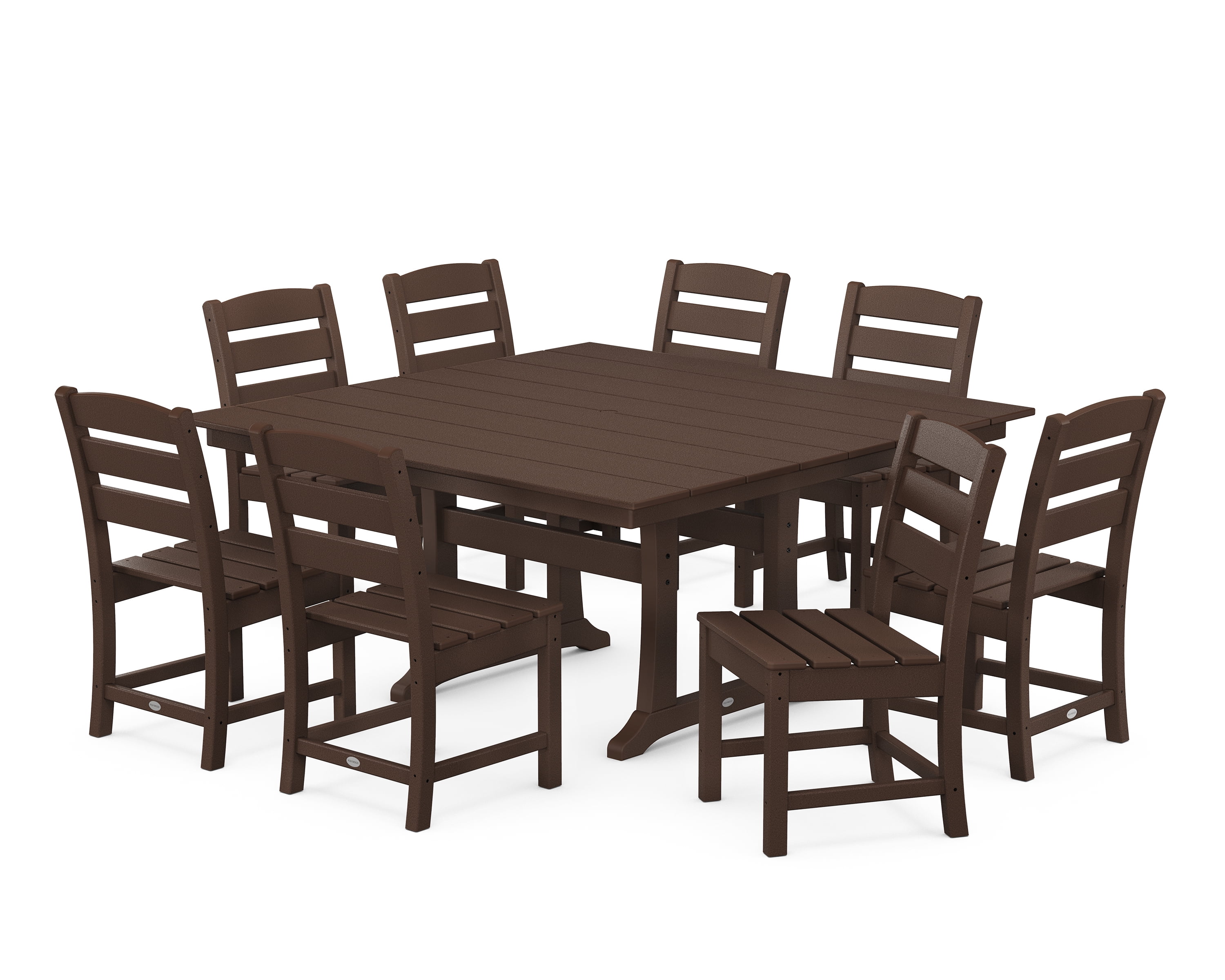 Mahogany 8-Person Farmhouse Trestle Outdoor Dining Set