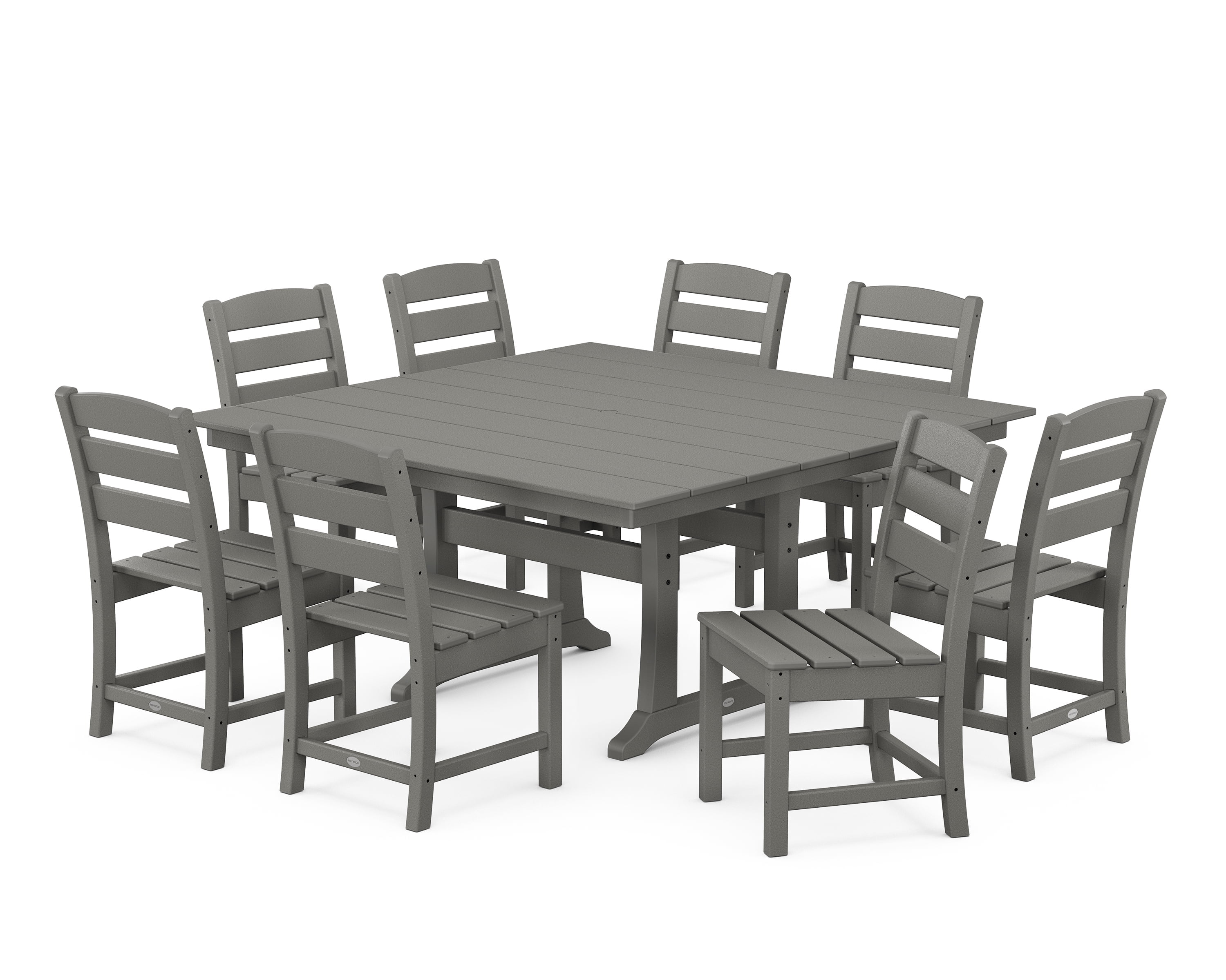 Slate Gray 8-Person Polywood Farmhouse Dining Set
