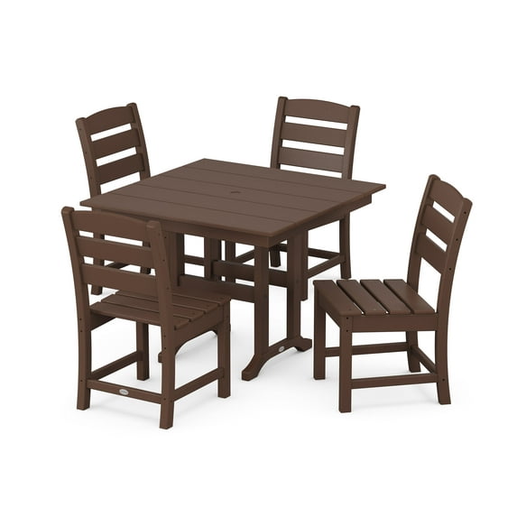 POLYWOOD Lakeside Side Chair 5-Piece Farmhouse Dining Set in Mahogany