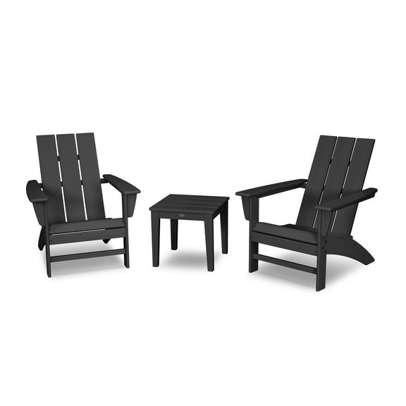 POLYWOOD Modern Adirondack 3-Piece Set in Black