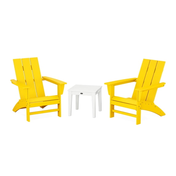 POLYWOOD Modern Adirondack 3-Piece Set in Lemon / White
