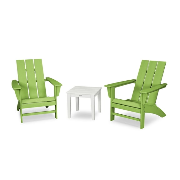 POLYWOOD Modern Adirondack 3-Piece Set in Lime / White