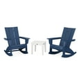thumbnail image 1 of POLYWOOD Modern Curveback 3-Piece Adirondack Rocking Chair Set in Navy / White, 1 of 1