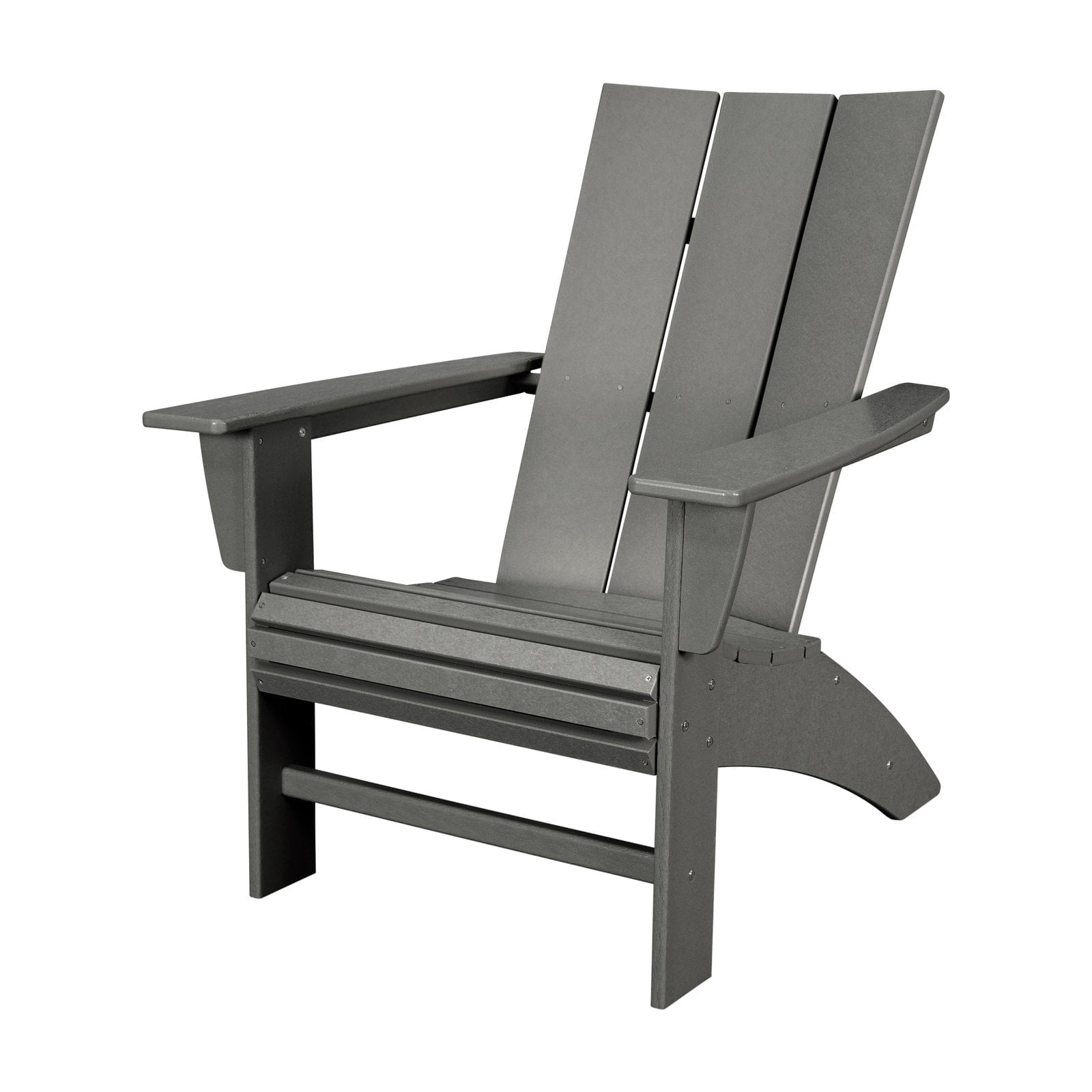 Slate Gray Modern Curveback Adirondack Chair with Wide Armrests