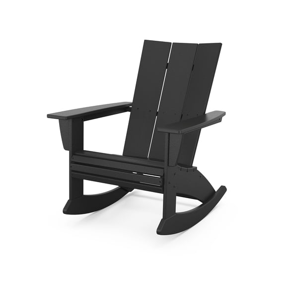 POLYWOOD Modern Curveback Adirondack Rocking Chair in Black