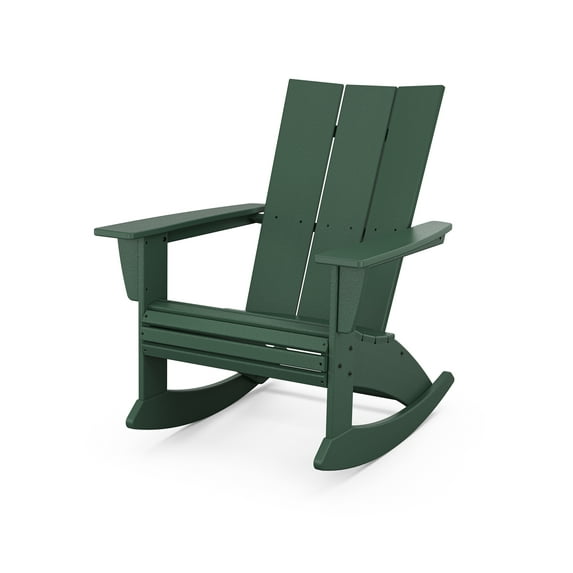POLYWOOD Modern Curveback Adirondack Rocking Chair in Green