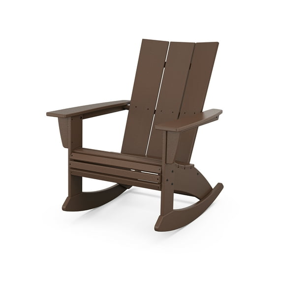 POLYWOOD Modern Curveback Adirondack Rocking Chair in Mahogany