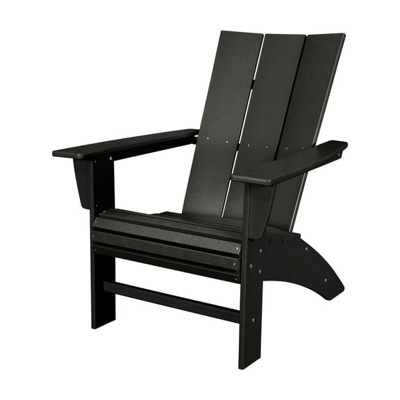 POLYWOOD Modern Curveback Outdoor Adirondack Chair in Black