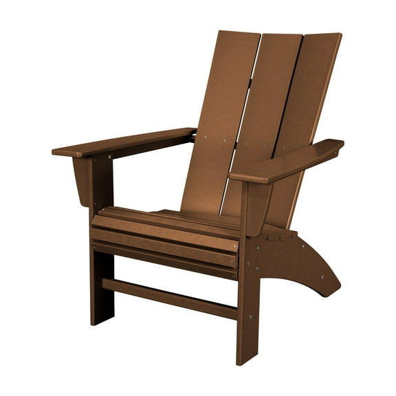 POLYWOOD Modern Curveback Outdoor Adirondack Chair in Teak