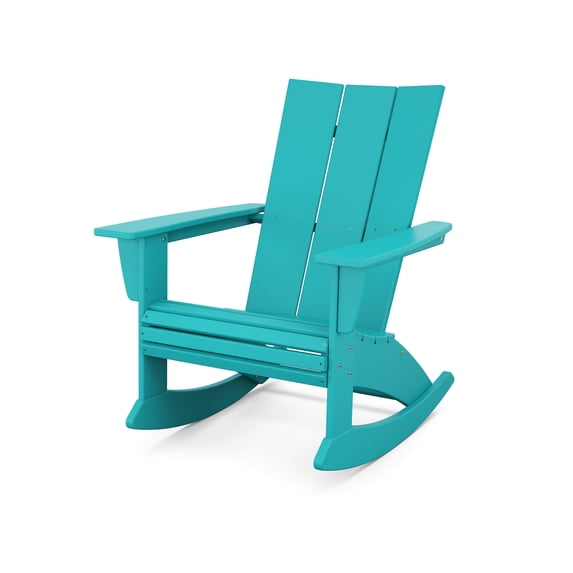 POLYWOOD Modern Curveback Outdoor Adirondack Rocking Chair in Aruba