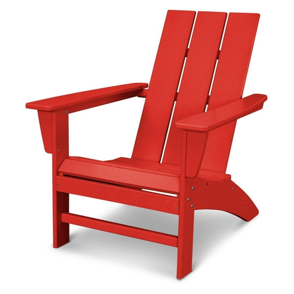 POLYWOOD Modern Outdoor Adirondack Chair in Sunset Red