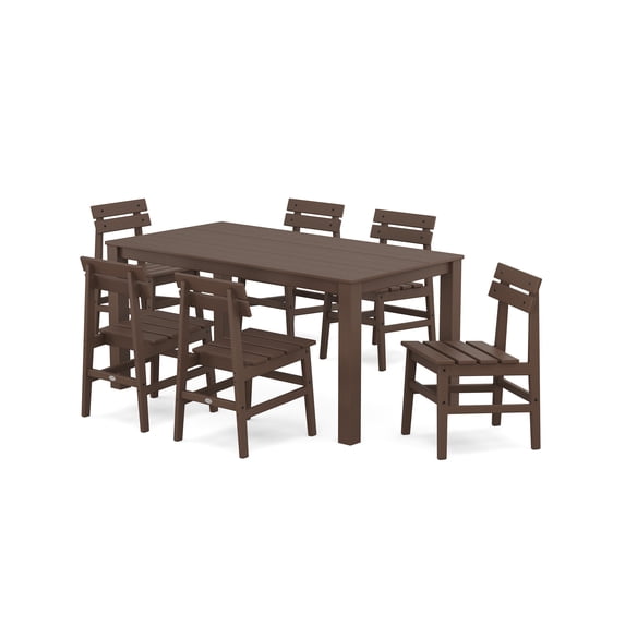 POLYWOOD® Modern Studio Plaza Chair 7-Piece Parsons Table Dining Set in Mahogany
