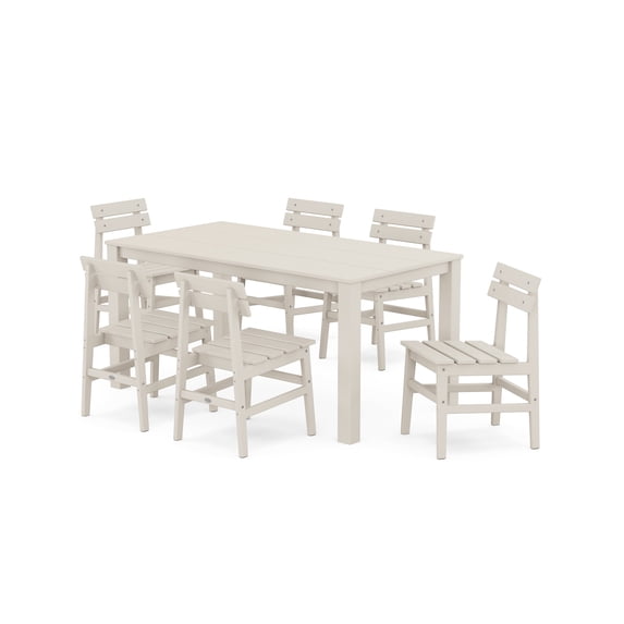 POLYWOOD® Modern Studio Plaza Chair 7-Piece Parsons Table Dining Set in Sand