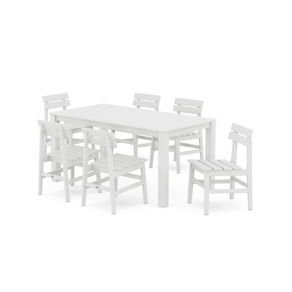 POLYWOOD® Modern Studio Plaza Chair 7-Piece Parsons Table Dining Set in White