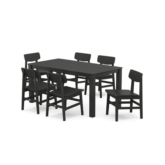 POLYWOOD® Modern Studio Urban Chair 7-Piece Parsons Table Dining Set in Black