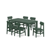 POLYWOOD  Modern Studio Urban Chair 7-Piece Parsons Table Dining Set in Green