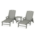 thumbnail image 1 of POLYWOOD Nautical 3-Piece Chaise Lounge with Arms Set with South Beach 18" Side Table in Slate Grey, 1 of 1