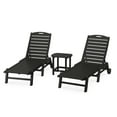 thumbnail image 1 of POLYWOOD Nautical Plastic Adjustable Back and Wheels on Back Legs Chaise Lounge - Set of 3 Black, 1 of 1