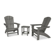 POLYWOOD Nautical 3-Piece Curveback Adirondack Set in Slate Grey