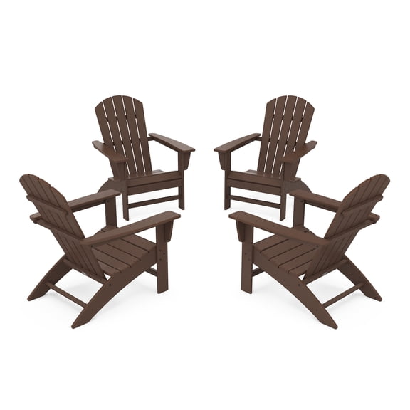 POLYWOOD Nautical 4-Piece Outdoor Adirondack Conversation Set in Mahogany