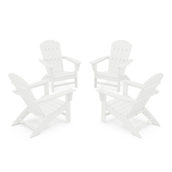 POLYWOOD Nautical 4-Piece Outdoor Adirondack Conversation Set in White