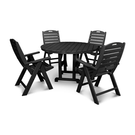 POLYWOOD Nautical 5-Piece Dining Set in Black