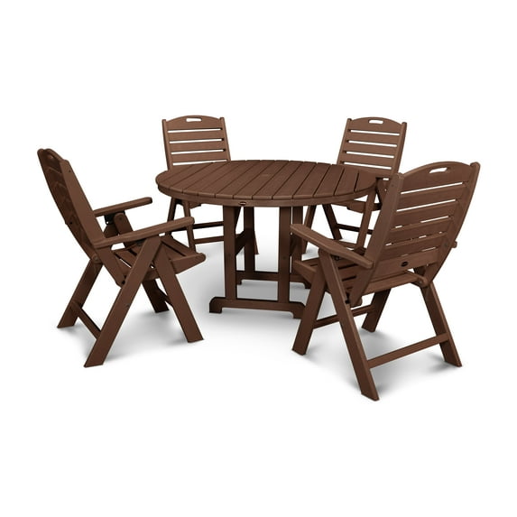 POLYWOOD Nautical 5-Piece Dining Set in Mahogany