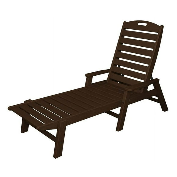 POLYWOOD Nautical Chaise with Arms in Mahogany