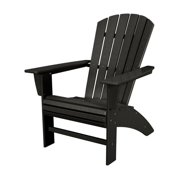 POLYWOOD Nautical Curveback Outdoor Adirondack Chair in Black