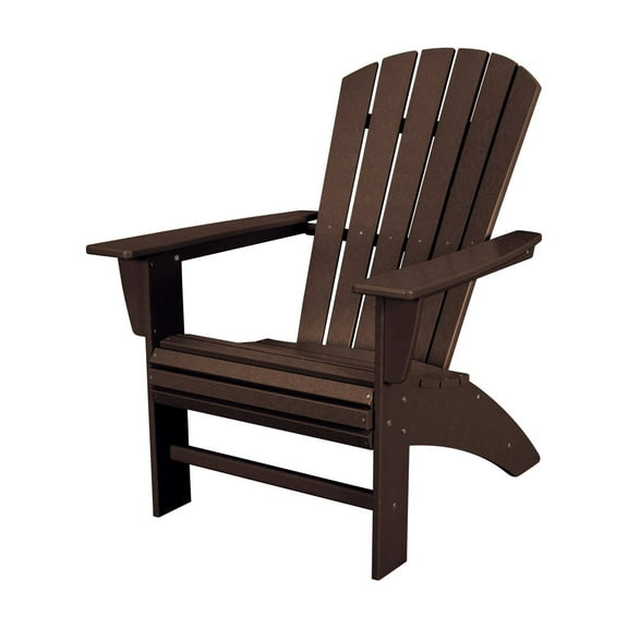 POLYWOOD Nautical Curveback Outdoor Adirondack Chair in Mahogany