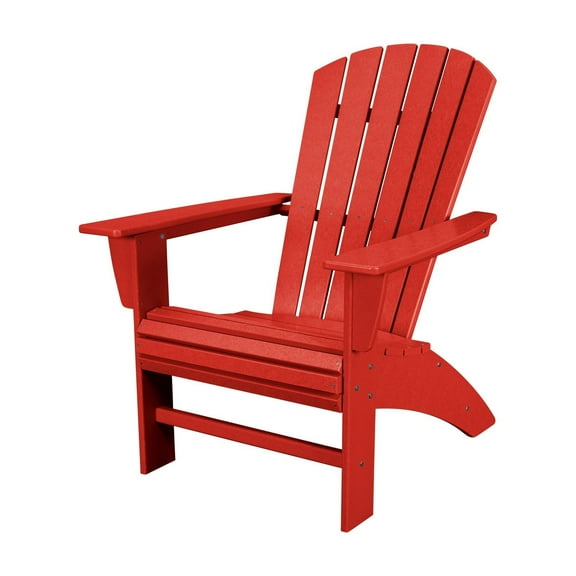POLYWOOD Nautical Curveback Outdoor Adirondack Chair in Sunset Red