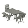 thumbnail image 1 of POLYWOOD Nautical Folding Highback Chair 5-Piece Farmhouse Dining Set With Trestle Legs and Benches in Slate Grey, 1 of 1